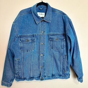 Vintage Eddie Bauer denim Jean trucker jacket. Size large